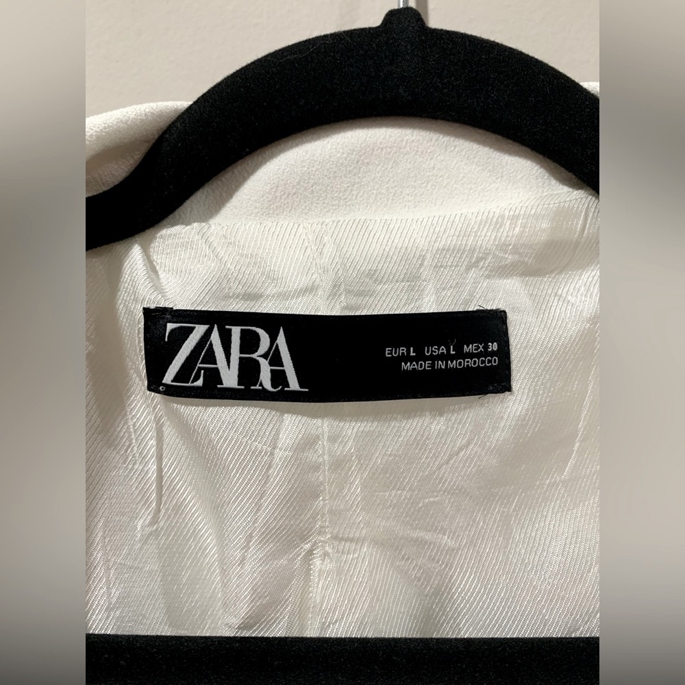 ZARA gorgeous white long blazer / Women Size Large - Picture 5 of 5